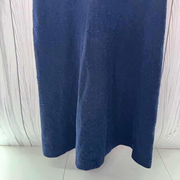 J McLaughlin Navy Jacquard A-Line Swing Dress Size XL Blue Preppy Coastal - Picture 3 of 8